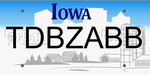 TDBZABB Iowa License Plate