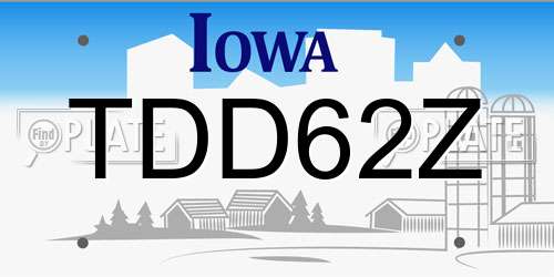 TDD62Z Iowa License Plate