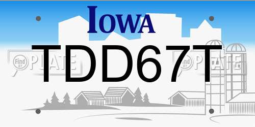 TDD67T Iowa License Plate
