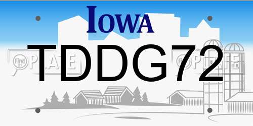 TDDG72 Iowa License Plate
