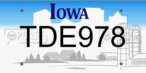TDE978 Iowa License Plate