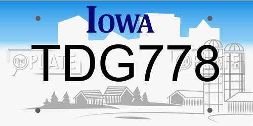 TDG778 Iowa License Plate