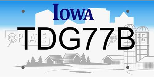 TDG77B Iowa License Plate