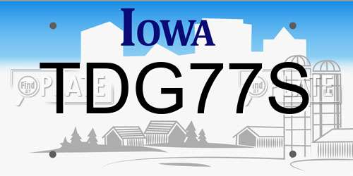 TDG77S Iowa License Plate