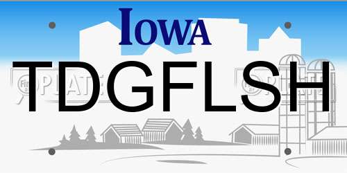TDGFLSH Iowa License Plate