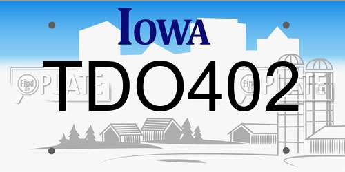 TDO402 Iowa License Plate