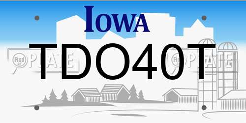 TDO40T Iowa License Plate