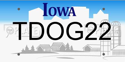TDOG22 Iowa License Plate