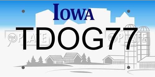 TDOG77 Iowa License Plate