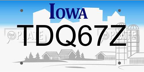 TDQ67Z Iowa License Plate