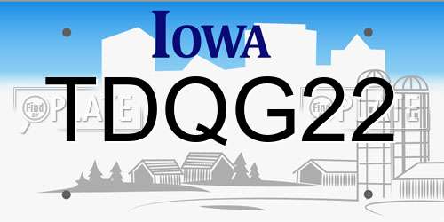 TDQG22 Iowa License Plate