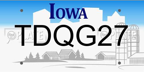 TDQG27 Iowa License Plate