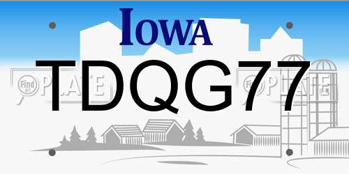TDQG77 Iowa License Plate