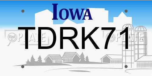 TDRK71 Iowa License Plate