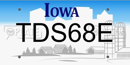 TDS68E Iowa License Plate