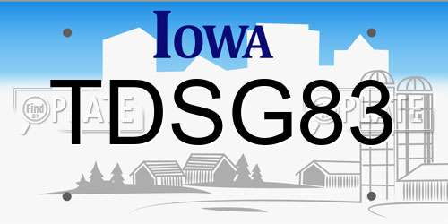 TDSG83 Iowa License Plate