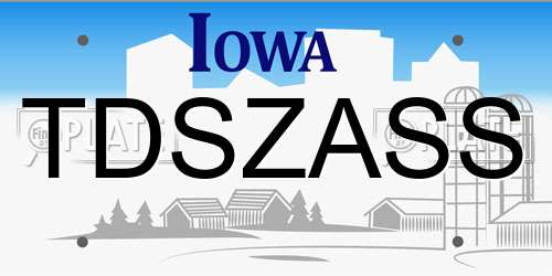 TDSZASS Iowa License Plate
