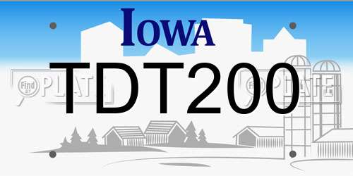 TDT200 Iowa License Plate
