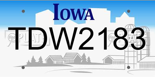 TDW2183 Iowa License Plate