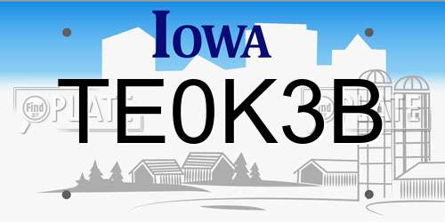 TE0K3B Iowa License Plate