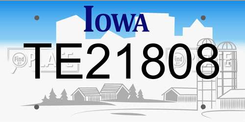 TE21808 Iowa License Plate
