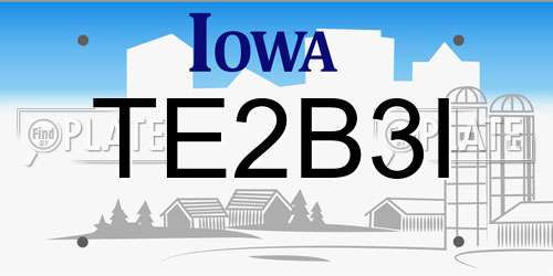 TE2B3I Iowa License Plate
