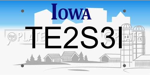 TE2S3I Iowa License Plate