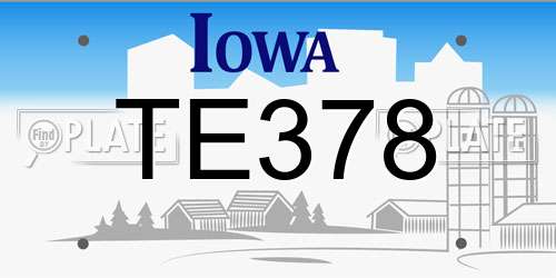 TE378 Iowa License Plate