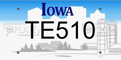 TE510 Iowa License Plate