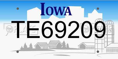 TE69209 Iowa License Plate