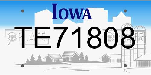 TE71808 Iowa License Plate