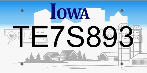 TE7S893 Iowa License Plate