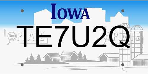 TE7U2Q Iowa License Plate