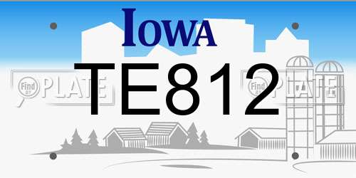 TE812 Iowa License Plate