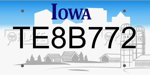 TE8B772 Iowa License Plate