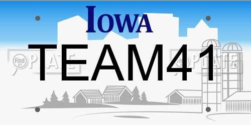 TEAM41 Iowa License Plate