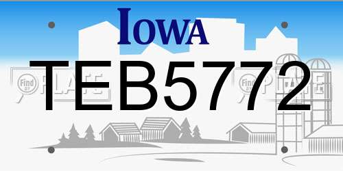 TEB5772 Iowa License Plate
