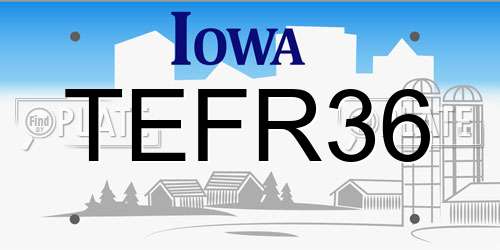 TEFR36 Iowa License Plate