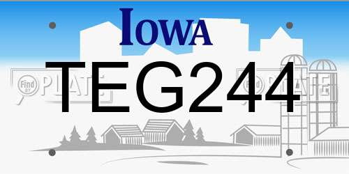 TEG244 Iowa License Plate