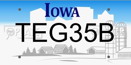 TEG35B Iowa License Plate