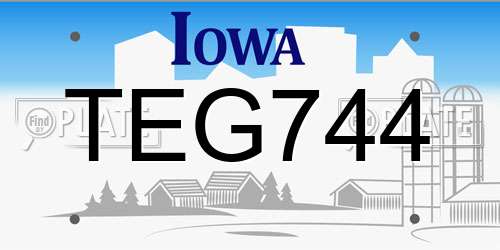 TEG744 Iowa License Plate
