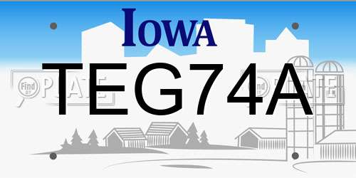 TEG74A Iowa License Plate