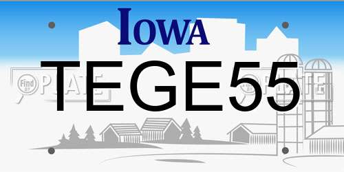 TEGE55 Iowa License Plate
