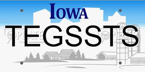 TEGSSTS Iowa License Plate