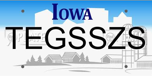 TEGSSZS Iowa License Plate