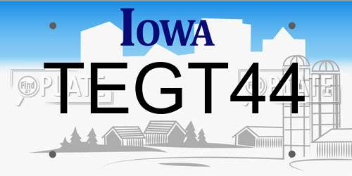 TEGT44 Iowa License Plate