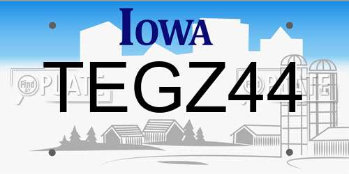 TEGZ44 Iowa License Plate