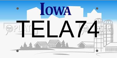 TELA74 Iowa License Plate