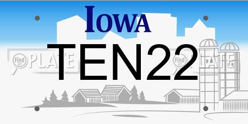 TEN22 Iowa License Plate