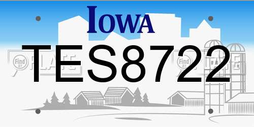 TES8722 Iowa License Plate